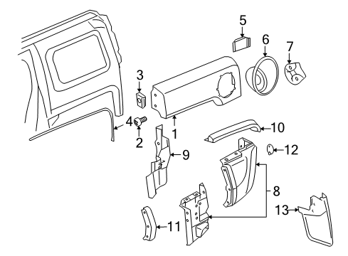 2007 Hummer H3 Exterior Trim - Quarter Panel Flare Bracket Diagram for 11562147