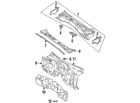 1996 Lexus LX450 Cowl Cover, Heater Air Duct Hole, NO.2 Diagram for 55792-60020