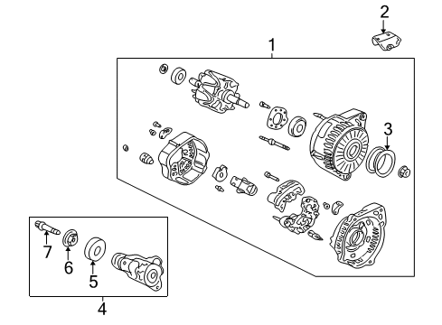 2001 Acura MDX Alternator Alternator, Reman Diagram for 06311-PGK-505RM