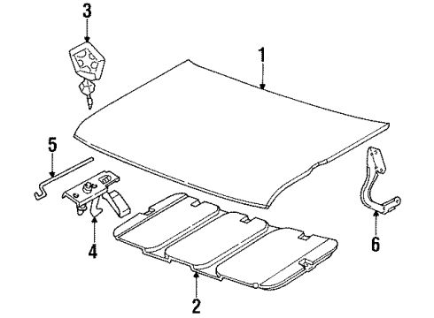 1989 Dodge Caravan Hood & Components, Exterior Trim Release I/SIDE Hood La Diagram for 4270039