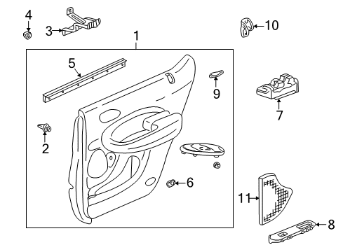 2002 Acura MDX Front Door Weatherstrip, Left Rear Door (Inner) Diagram for 72875-S3V-A01