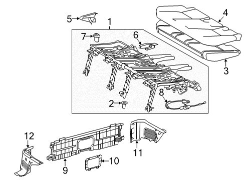 2018 Toyota RAV4 Rear Seat Components Seat Cushion Diagram for 71503-42010