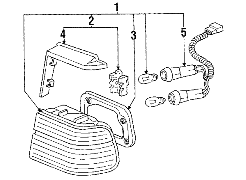 1993 Honda Accord Combination Lamps Taillight Assy., R. Diagram for 33500-SM5-A01