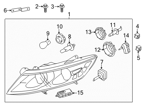 2014 Kia Optima Headlamps Head Lamp Lead Wire Assembly Diagram for 921504C500