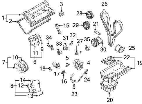 2001 Hyundai XG300 Engine Parts, Mounts, Cylinder Head & Valves, Camshaft & Timing, Oil Pan, Oil Pump, Crankshaft & Bearings, Pistons, Rings & Bearings Oil Level Gauge Rod Assembly Diagram for 26611-39000