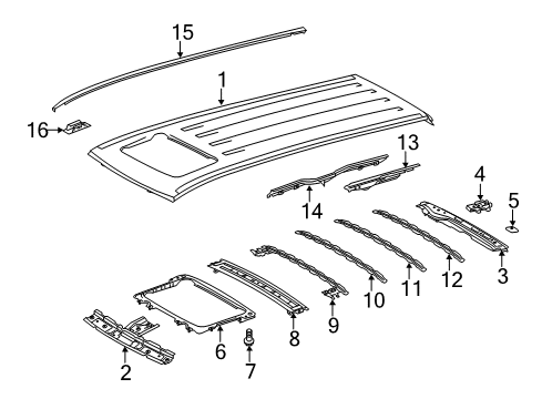 2012 Toyota Sienna Roof & Components, Exterior Trim Drip Molding Clip Diagram for 75561-08020