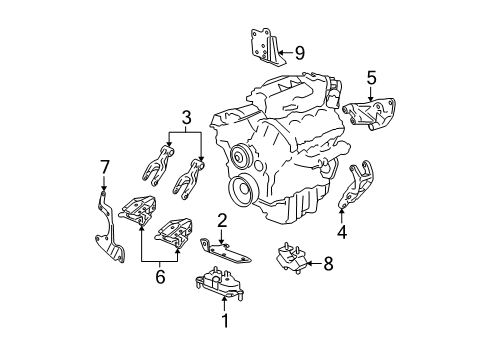 2005 Buick LaCrosse Engine & Trans Mounting Brace-Transaxle (To Engine) Diagram for 12595263