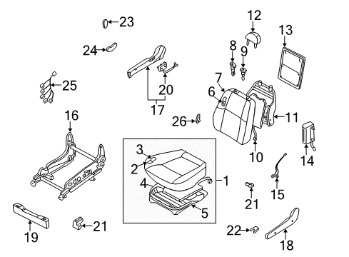 2002 Infiniti QX4 Heated Seats Cushion Assy-Front Seat Diagram for 87300-5W301