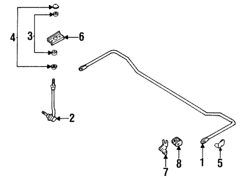 1995 Nissan Quest Stabilizer Bar & Components - Rear Bracket Assy-Stabilizer Mounting Diagram for 56231-0B000
