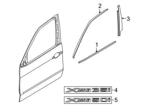 2009 BMW X6 Exterior Trim - Front Door Finisher Window Frame Top Front Door Diagram for 51337179424