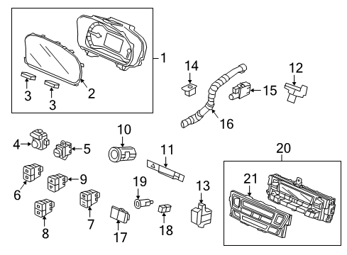 2020 Honda Ridgeline Cluster & Switches, Instrument Panel Switch Assy., Ldw Diagram for 35560-TG7-A01