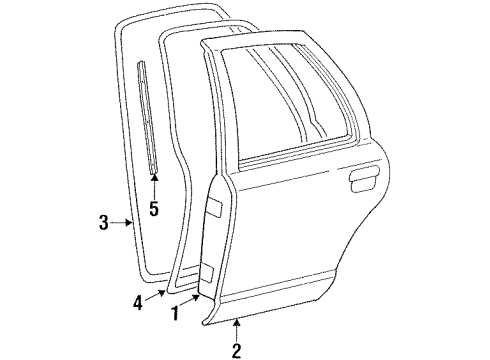 1994 Mercury Grand Marquis Rear Door Upper Weatherstrip Diagram for 7W7Z-5425325-A