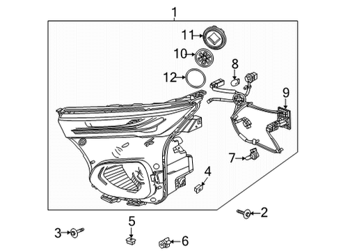 2022 Chevrolet Trailblazer Headlamp Components Lamp Cover Retainer Diagram for 42748428