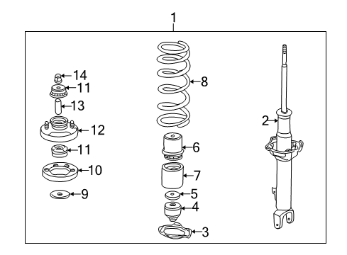 2000 Honda S2000 Struts & Components - Front Shock Absorber Unit, Left Front Diagram for 51606-S2A-A04