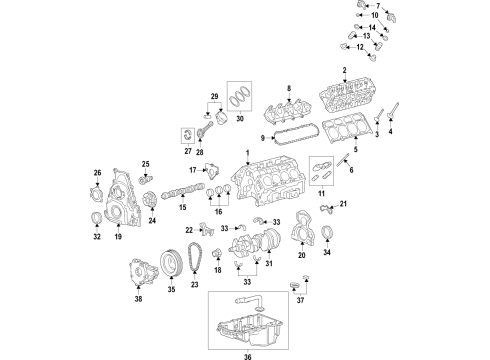 2021 GMC Yukon XL Engine Parts, Mounts, Cylinder Head & Valves, Camshaft & Timing, Variable Valve Timing, Oil Cooler, Oil Pan, Oil Pump, Crankshaft & Bearings, Pistons, Rings & Bearings Crankshaft Diagram for 12674745