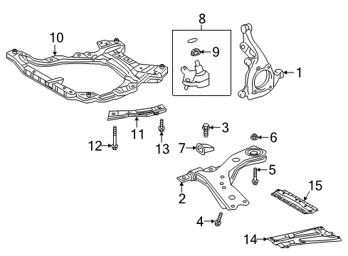 2021 Toyota RAV4 Front Suspension, Lower Control Arm, Stabilizer Bar, Suspension Components Rear Brace Diagram for 52257-0R040