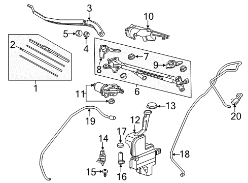 2016 Acura MDX Wiper & Washer Components Windshield Wiper Blade (500MM) Diagram for 76630-TZ5-A01