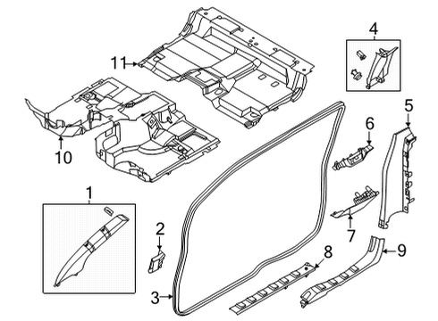 2022 Nissan Frontier Interior Trim - Cab GARNISH-LOCK PILLAR, UPPER RH Diagram for 76914-9BU2A