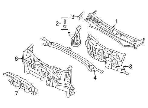 2019 Kia Forte Cowl Panel Complete-Dash Diagram for 64300M7050