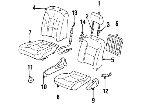 1995 Honda Accord Front Seat Components Pad, Right Front Seat Cushion Molding Diagram for 81132-SV2-A01