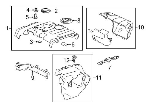 2015 Cadillac ATS Engine Appearance Cover Heat Shield Diagram for 12639417