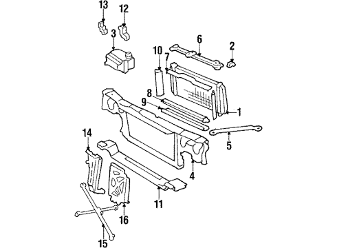 1989 Chevrolet Celebrity Radiator & Components Radiator Assembly Diagram for 52453865
