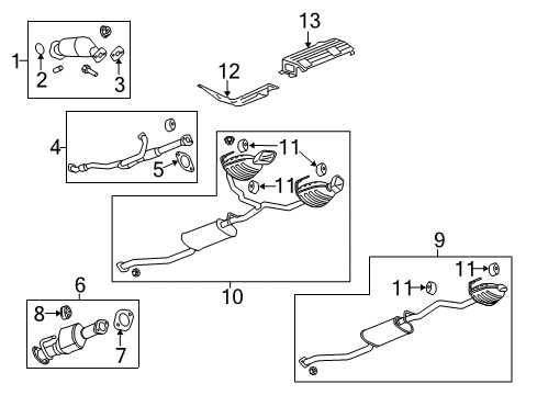 2013 Chevrolet Traverse Exhaust Components Heat Shield Diagram for 25809249