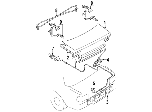 1992 Geo Prizm Trunk Lid Rear Compartment Lid Lock Cylinder Kit (W/Key) Diagram for 94848756