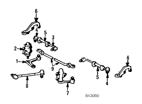 1985 Toyota Van P/S Pump & Hoses, Steering Gear & Linkage Arm Diagram for 45402-29055