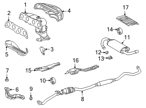 2003 Pontiac Vibe Exhaust Manifold Gasket, Exhaust Manifold Diagram for 88969632