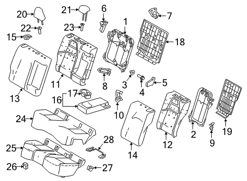 2021 Toyota Corolla Rear Seat Components Hinge Sub-Assembly, Rear Seat Diagram for 71305-47040