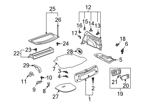 2004 Toyota Celica Interior Trim - Rear Body Jack Cover Diagram for 64766-20100-B1