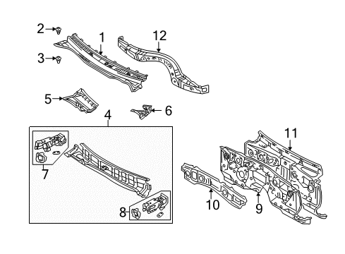 2001 Lexus IS300 Cowl Panel Sub-Assy, Dash Diagram for 55101-53080