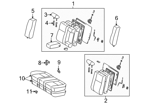 2001 Toyota Camry Rear Seat Components Seat Cushion Diagram for 71460-33161-B4