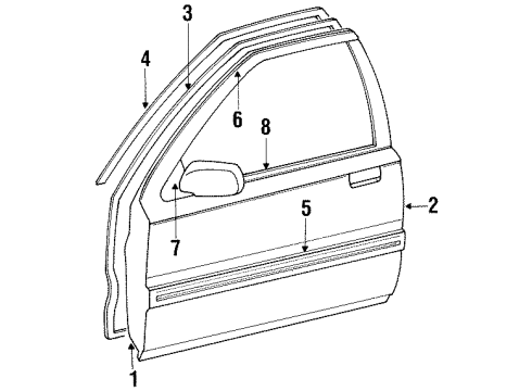 1991 Mitsubishi Mirage Front Door Remote Control Mirror Diagram for MB551035