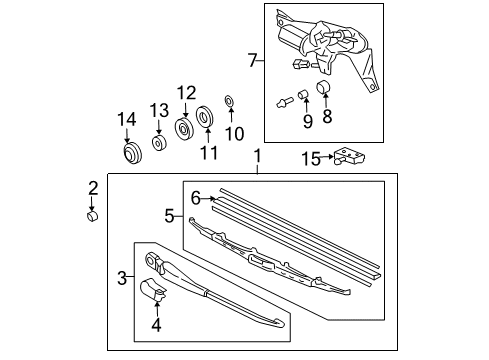 2005 Honda Pilot Lift Gate - Wiper & Washer Components Cover, Arm Diagram for 76721-S2X-003