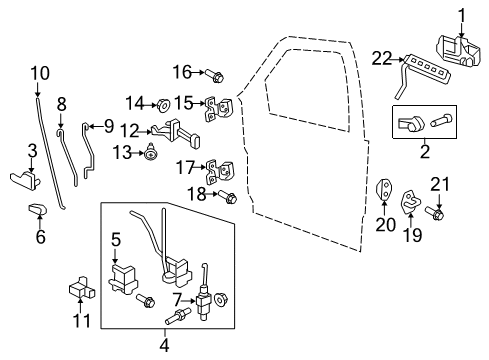 2008 Ford Expedition Keyless Entry Components Handle, Outside Diagram for 9L1Z-7822404-AA