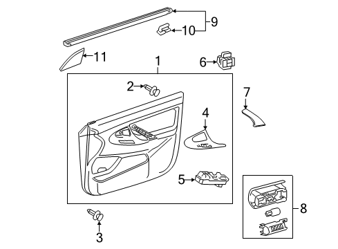 2009 Toyota Camry Interior Trim - Front Door Handle Cover Diagram for 74612-06020-B0