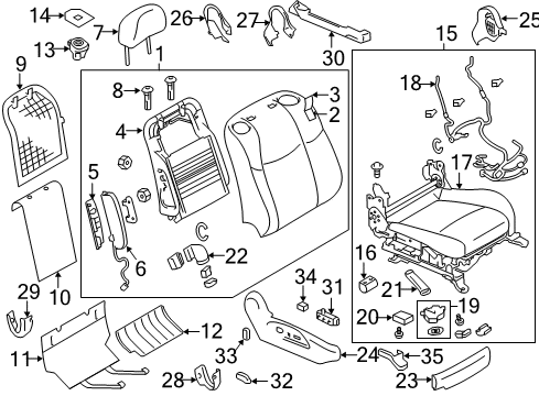 2012 Infiniti M35h Passenger Seat Components Cushion Complete-Front Seat RH Diagram for 873A2-1PM3B