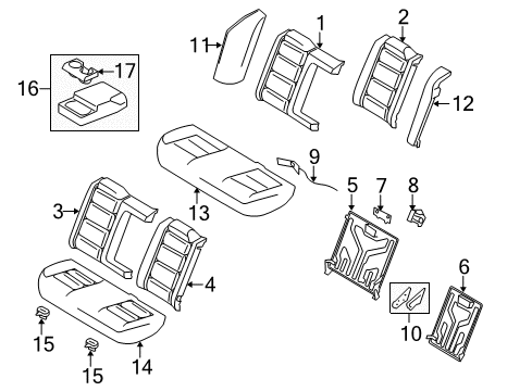 2009 Ford Taurus Rear Seat Components Seat Back Cover Diagram for 8G1Z-5466600-CA