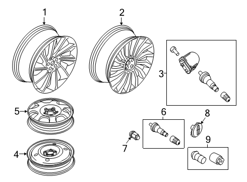 2020 Lincoln Nautilus Wheels Wheel, Alloy Diagram for FA1Z-1007-A