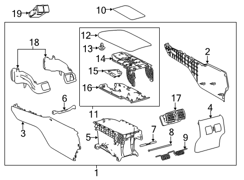 2019 Toyota Camry Center Console Storage Box Diagram for 58812-06210