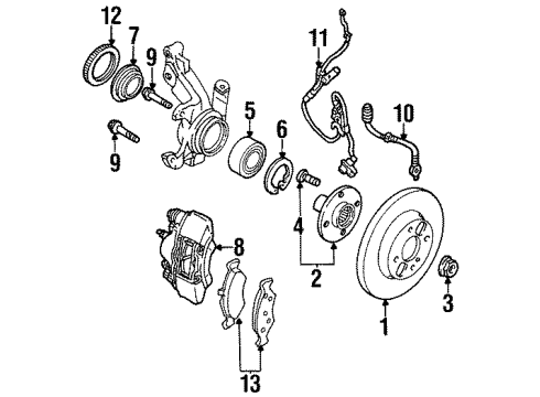 1999 Ford Escort Brake Components Rear Pads Diagram for 1U2Z-2V200-HA