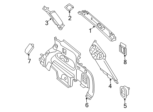 2014 Nissan Pathfinder Interior Trim - Quarter Panels Finisher-Luggage Side, Lower LH Diagram for 84951-3KV0A