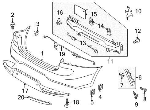 2012 Kia Rio Rear Bumper Rail Assembly-Rear Bumper Diagram for 866301W020