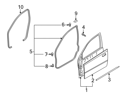 2008 Chevrolet Aveo Front Door Surround Weatherstrip Diagram for 94790530