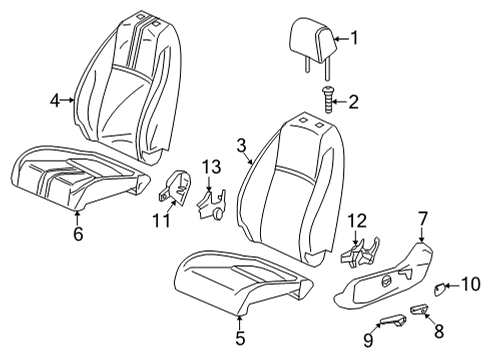 2022 Honda Civic Driver Seat Components HEATER, L- FR Diagram for 81534-T20-A61