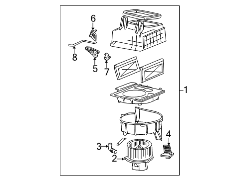 2002 Hyundai Accent Blower Motor & Fan Blower Unit Diagram for 97100-25000