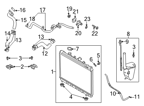 2001 Kia Rio Radiator & Components Bolt Diagram for K997940825B