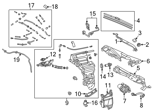 2021 Lexus LS500 Wipers GROMMET Sub-Assembly, Wa Diagram for 85307-50020